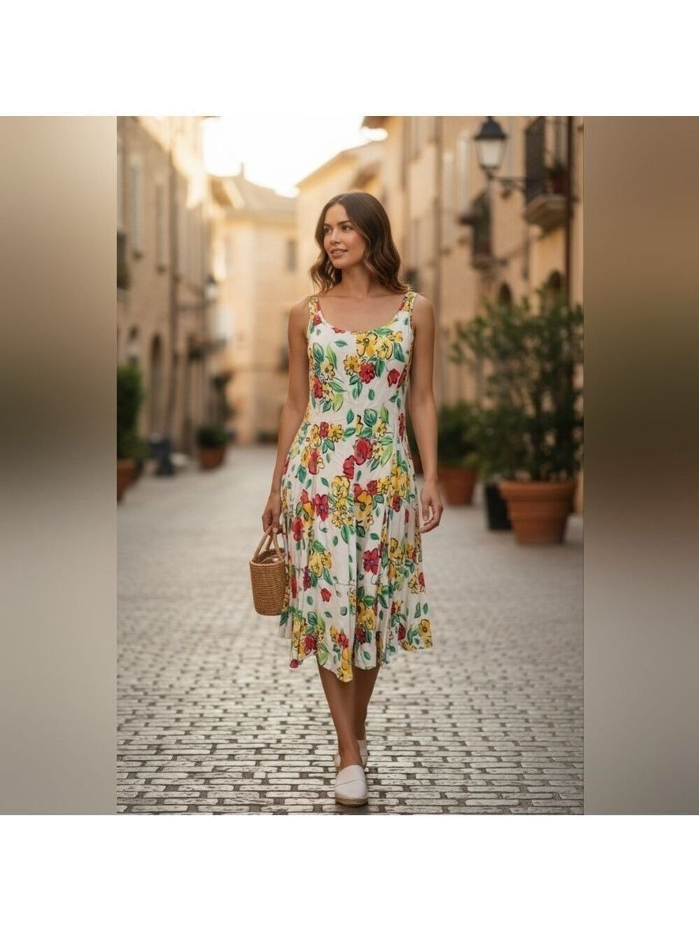 Floral Midi Dress Summer Spring No Tags Belived To Be A Size Small Medium